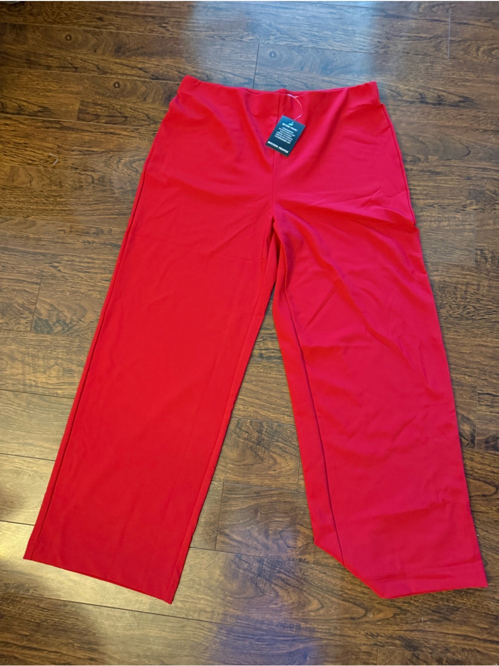 Red Straight-Leg Pull-On Pants